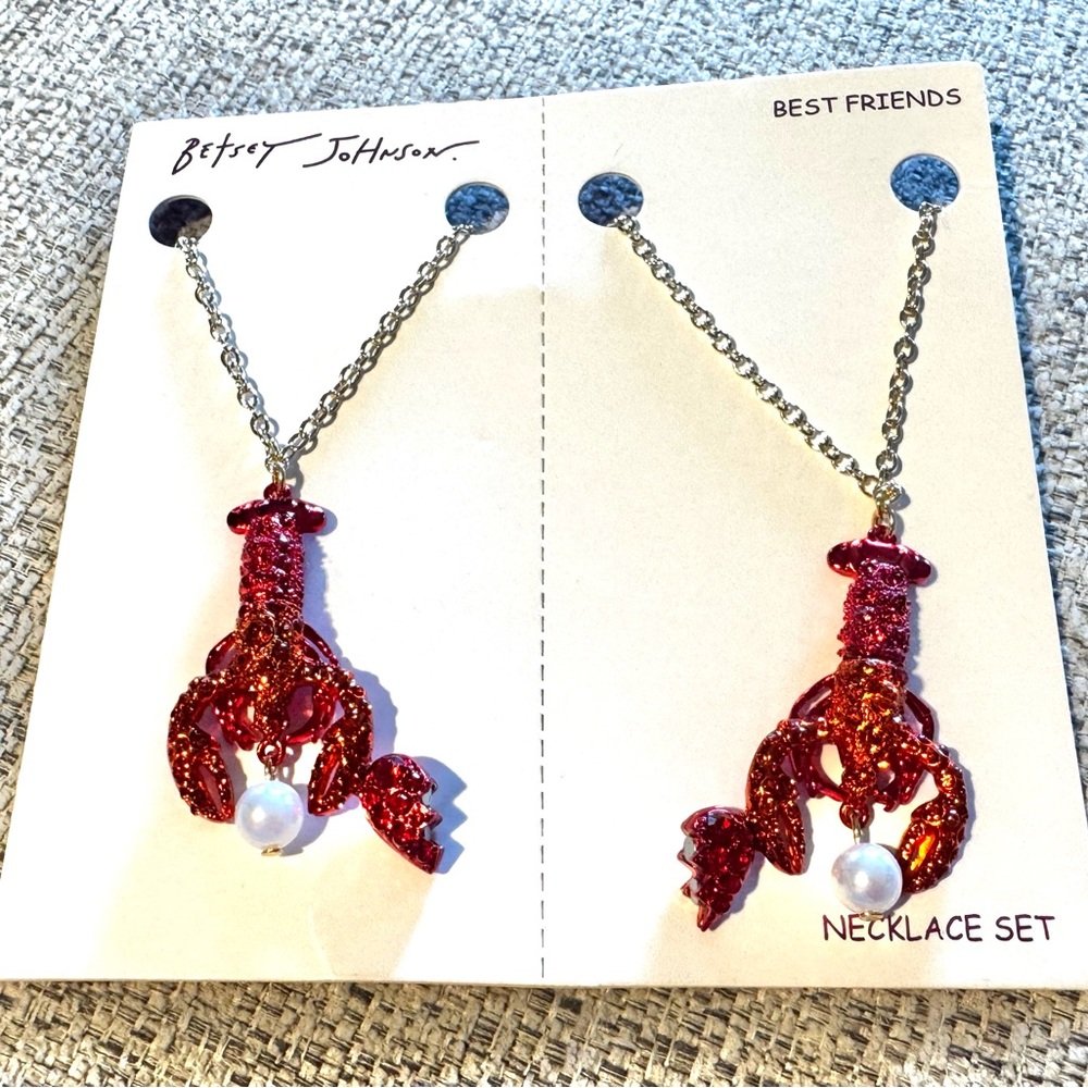 Betsey Johnson Red Lobster Friendship Necklace Set